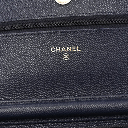 Chanel Caviar Quilted Wallet On Chain WOC Navy Blue 6 of 11