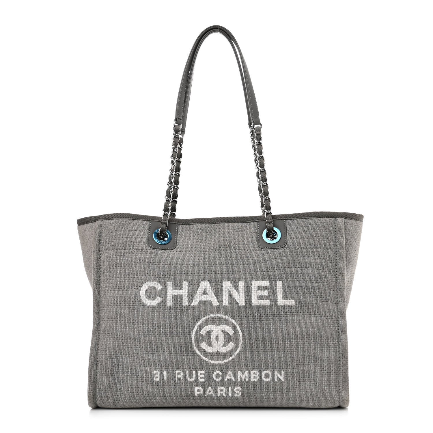 Chanel Mixed Fibers Small Deauville Tote Light Grey 1 of 10