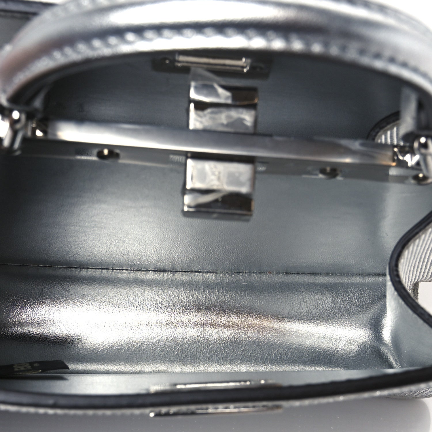 Fendi Crystal Vitello Laminato FF Petite Peekaboo I SEE U Satchel Crystal Argento 14 of 14