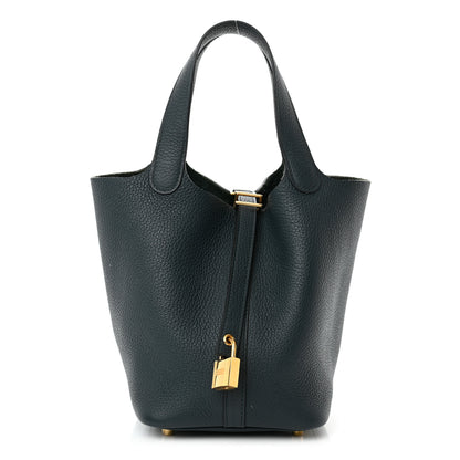 Hermes Taurillon Clemence Picotin Lock 18 PM Vert Cypress 1 of 12