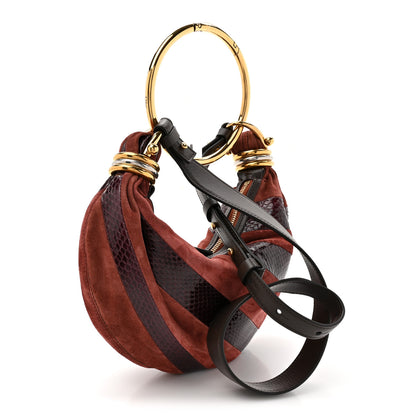 Chloe Suede Snakeskin Small Bracelet Hobo Bag Crafty Brown 2 of 8