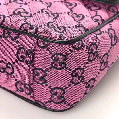 Gucci Monogram Multicolor Matelasse Diagonal Small GG Marmont Shoulder Bag Pink Blue 9 of 9