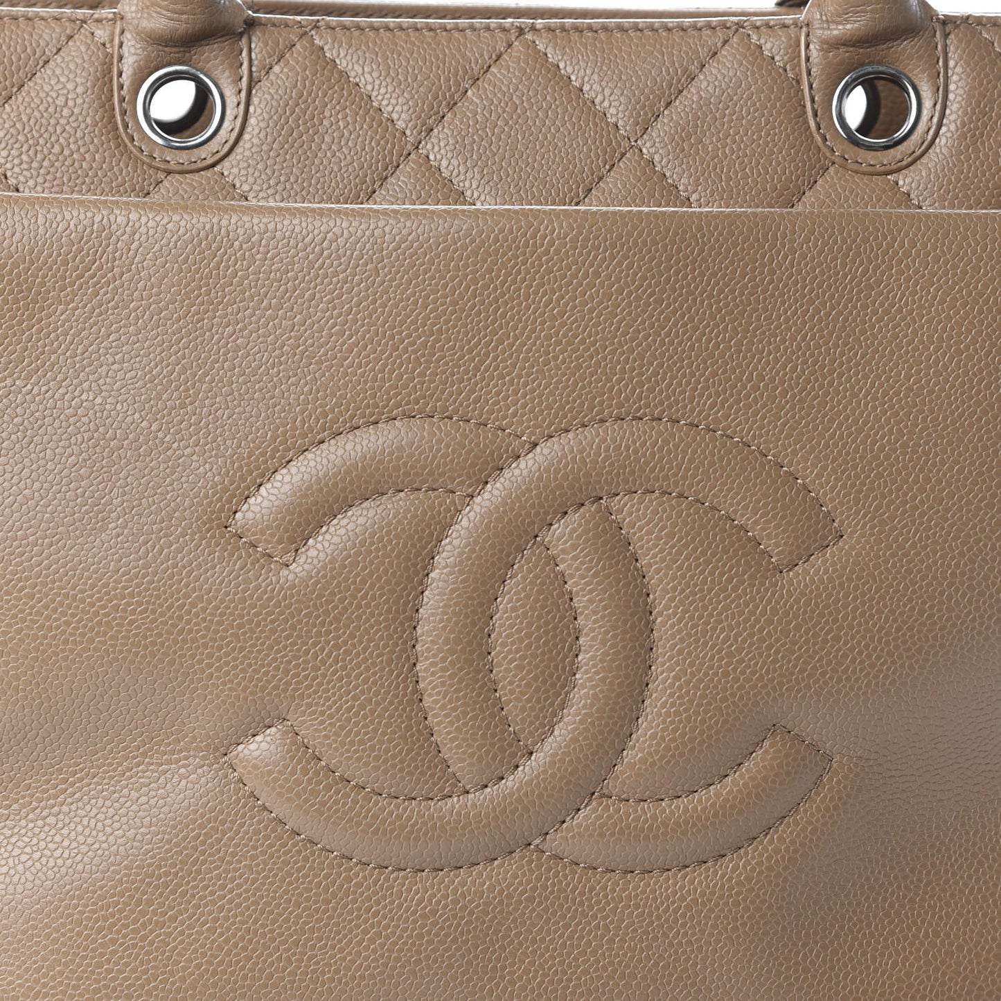 Caviar Medium Soft CC Top Handle Tote Dark Beige