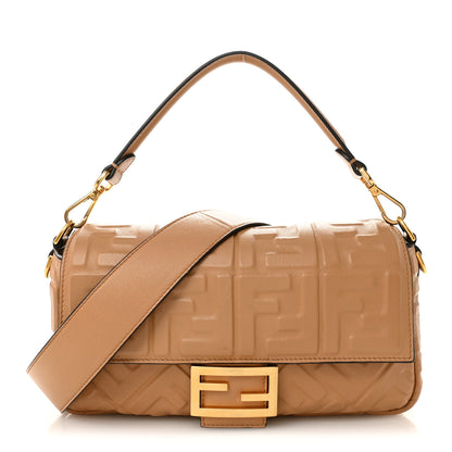 Fendi Nappa FF 1974 Embossed Baguette Miele Scuro 1 of 16