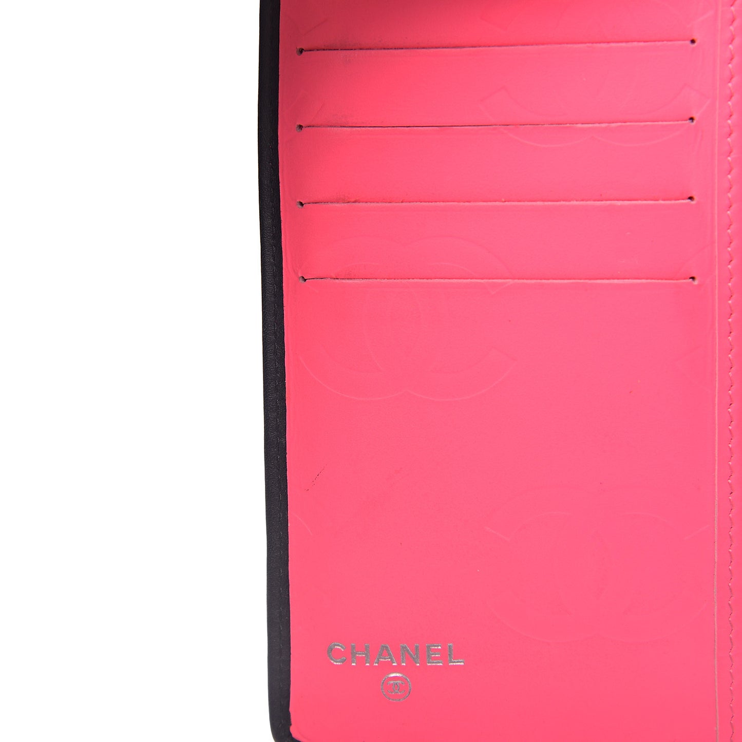 Calfskin Quilted Cambon Yen Wallet Black