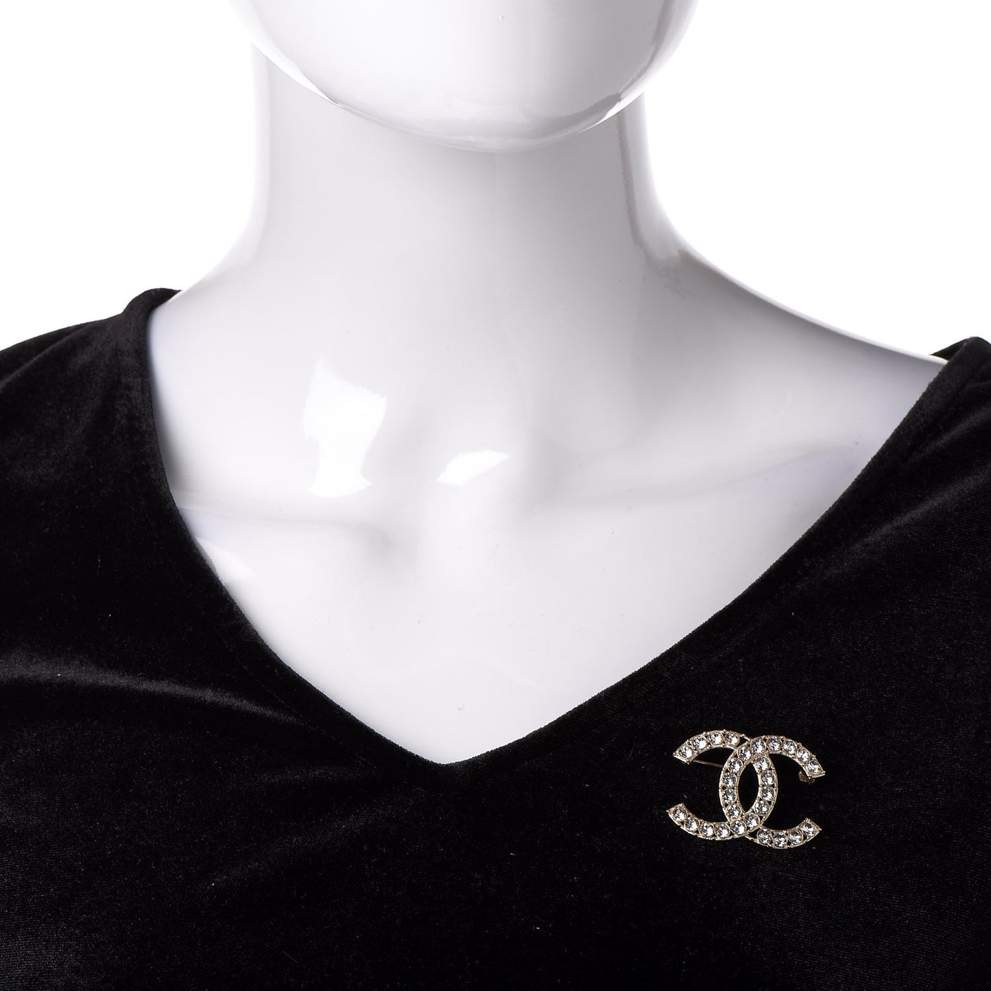 Crystal CC Brooch Light Gold