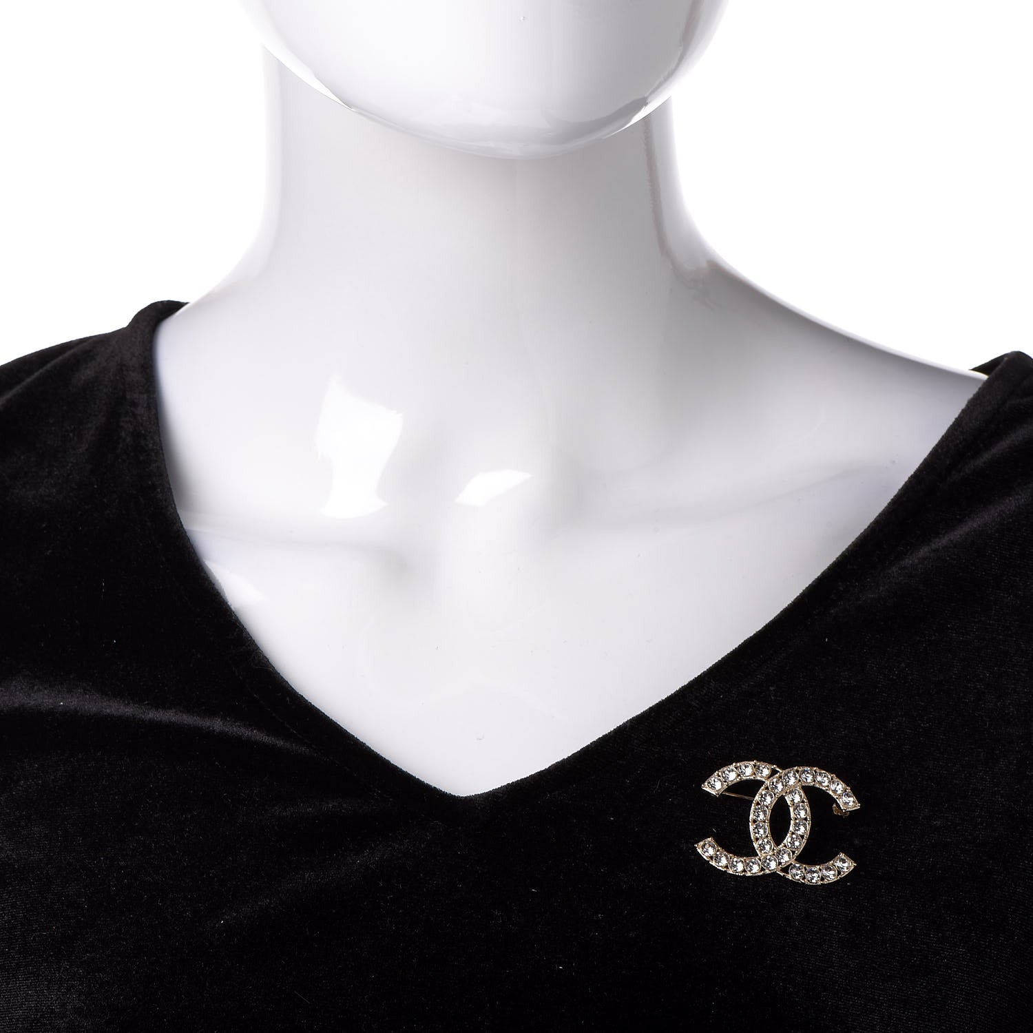 Chanel Crystal CC Brooch Light Gold 2 of 5