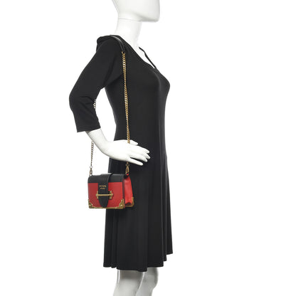 Prada City Calfskin Saffiano Cahier Bag Fuoco Black 2 of 8