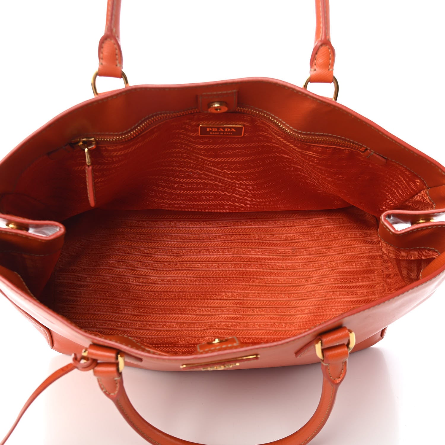 Prada Saffiano Lux Large Tote Papaya 5 of 15