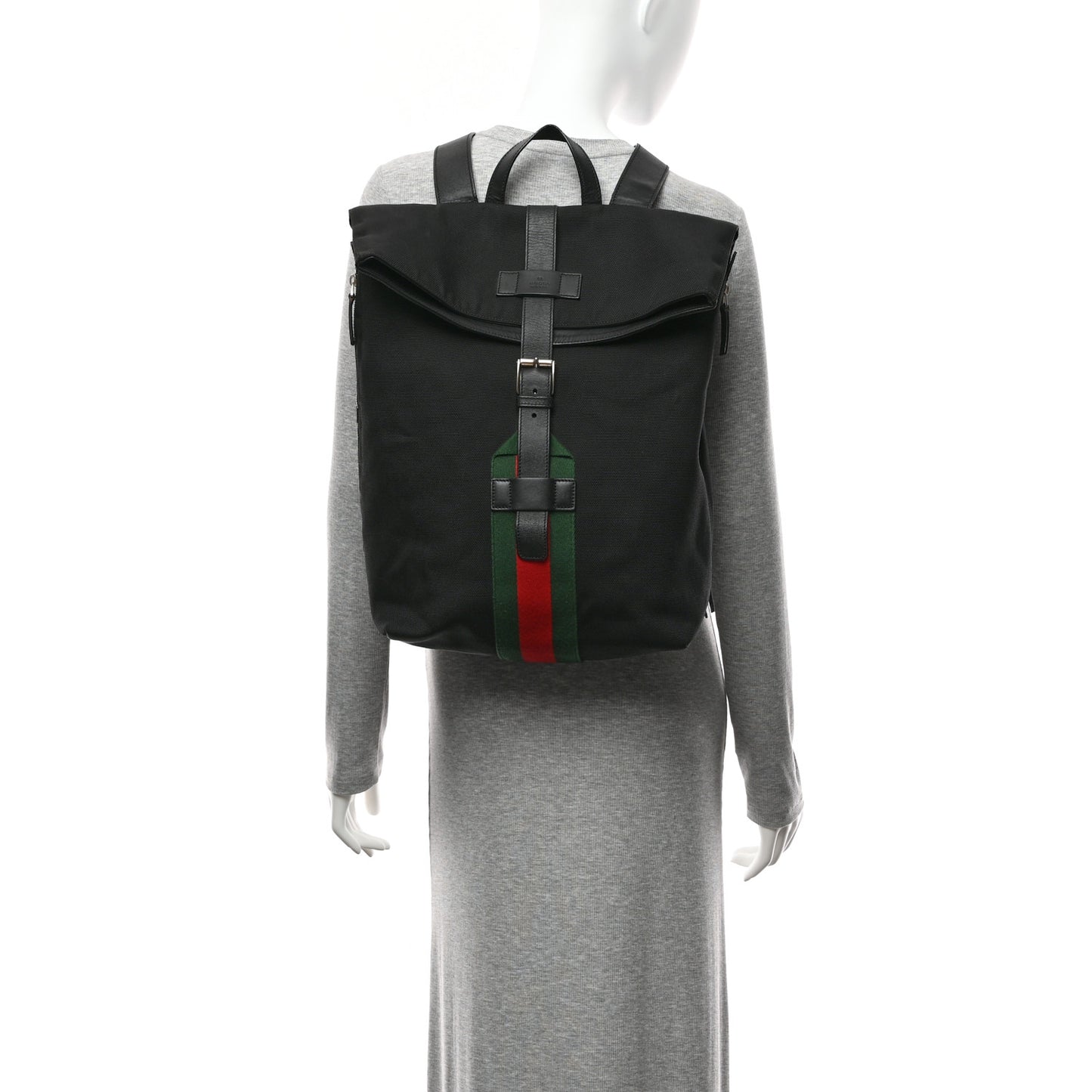 Techno Canvas Web Single Buckle Backpack Black
