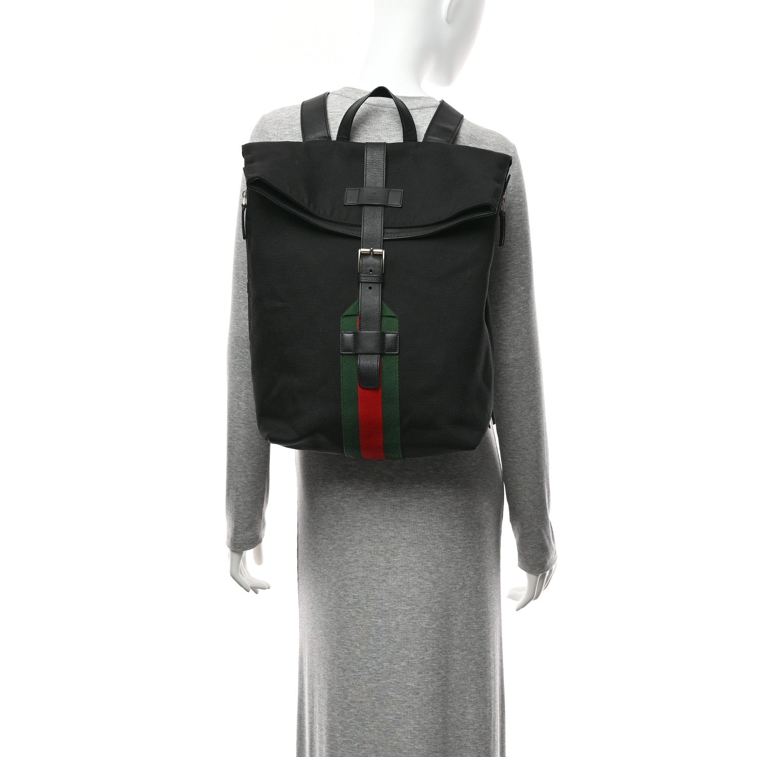 Gucci Techno Canvas Web Single Buckle Backpack Black 2 of 10