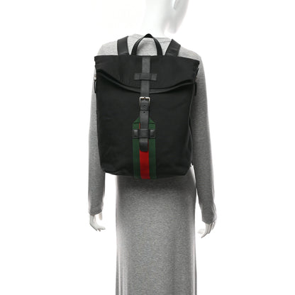 Gucci Techno Canvas Web Single Buckle Backpack Black 2 of 10