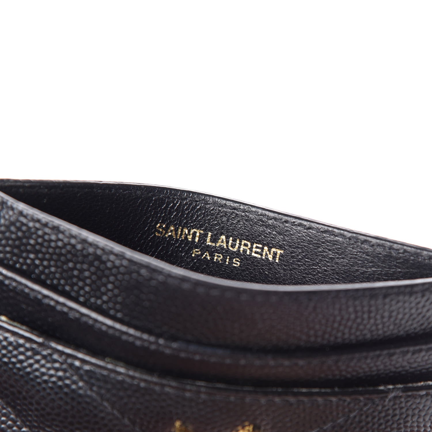 Saint Laurent Grain De Poudre Matelasse Chevron Monogram Credit Card Case Black 6 of 9