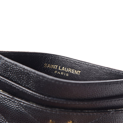 Saint Laurent Grain De Poudre Matelasse Chevron Monogram Credit Card Case Black 6 of 9