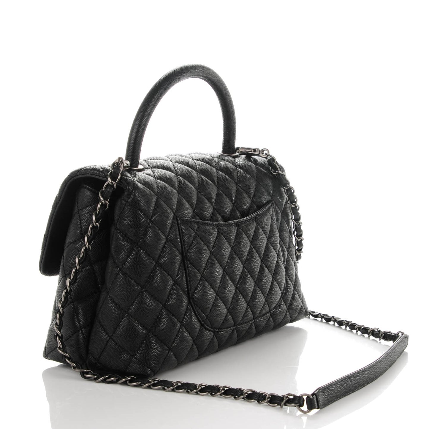 Caviar Quilted Small Coco Handle Flap Black