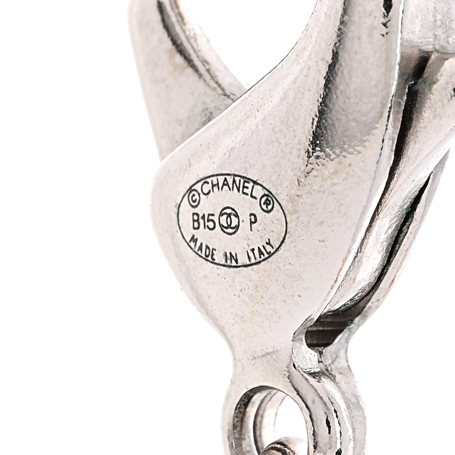 Chanel Oversized Chain Logo Short Necklace Silver 5 of 5