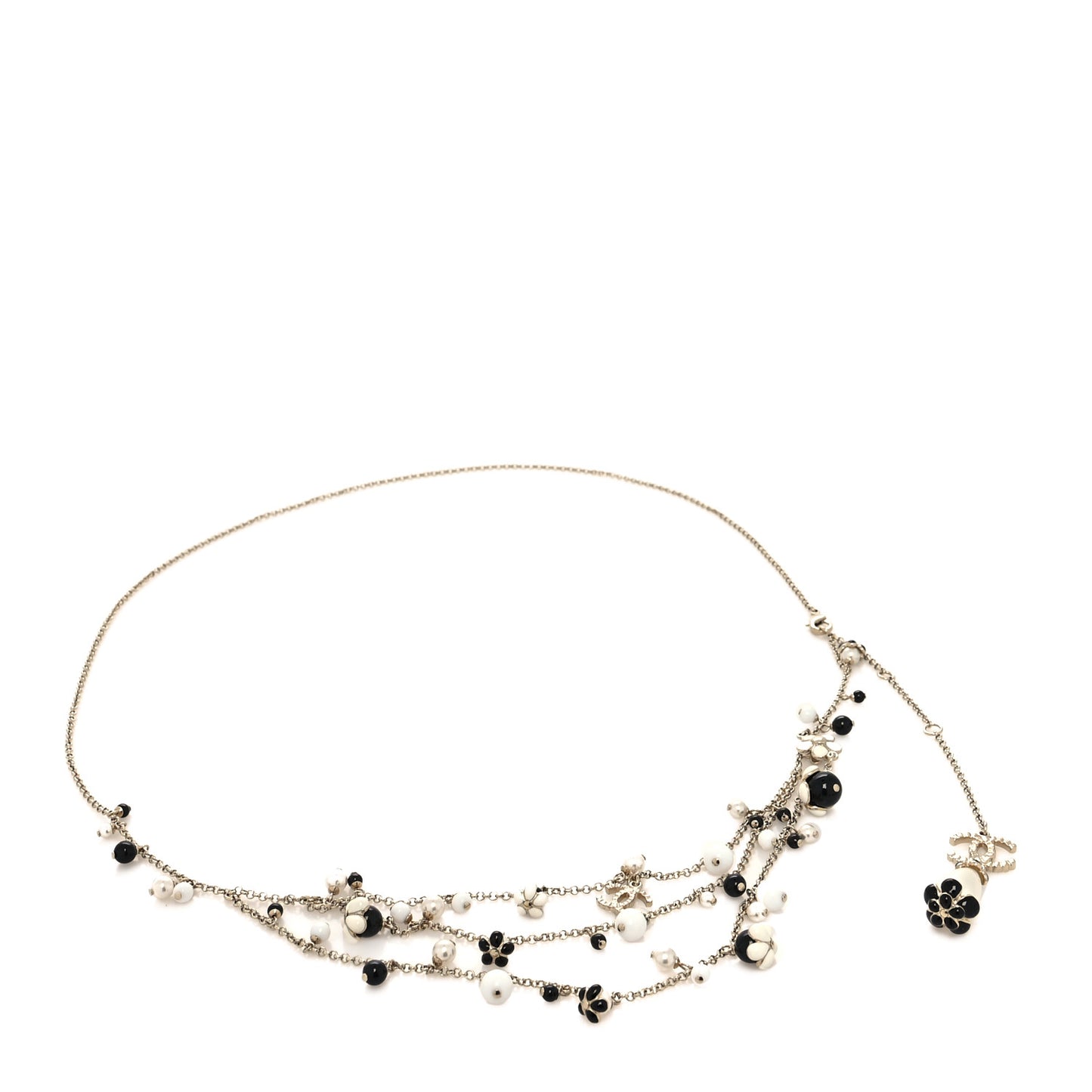 Pearl Beaded CC Belt Gold