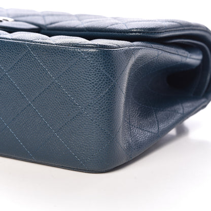 Chanel Pearly Caviar Jumbo Double Flap Blue 9 of 11