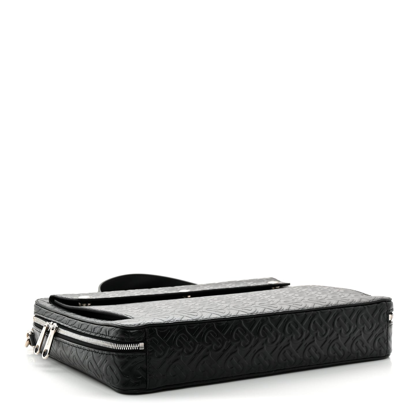 Calfskin Embossed TB Triple Stud Briefcase Black