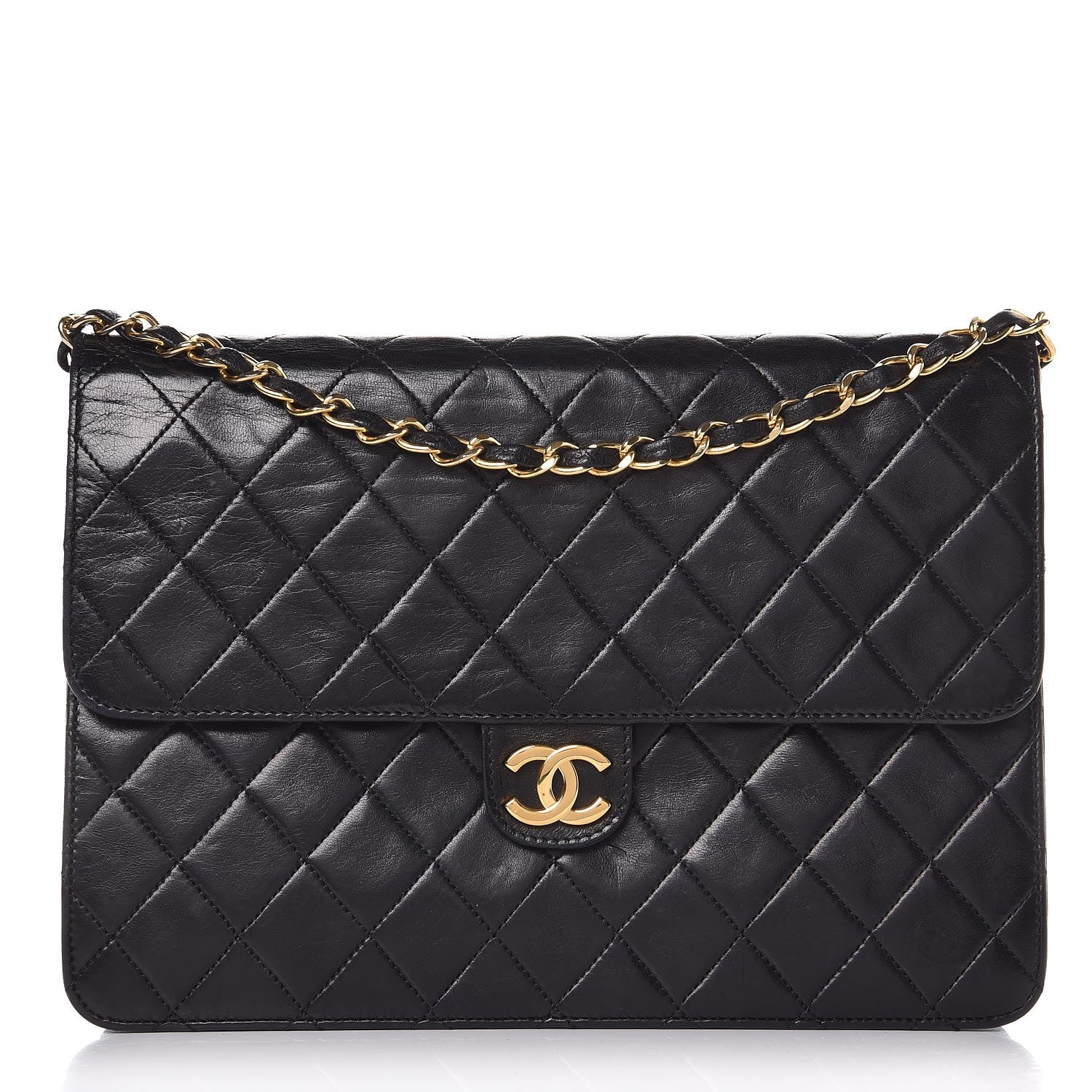 Chanel Lambskin Quilted Medium Single Flap Black 1 of 9