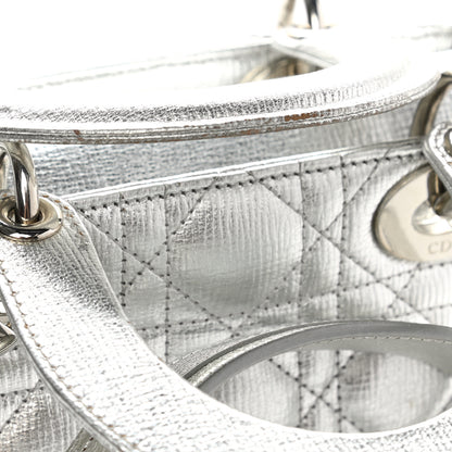 Christian Dior Metallic Grained Calfskin Cannage Small Lucky Badges My Lady Dior Silver 11 of 12