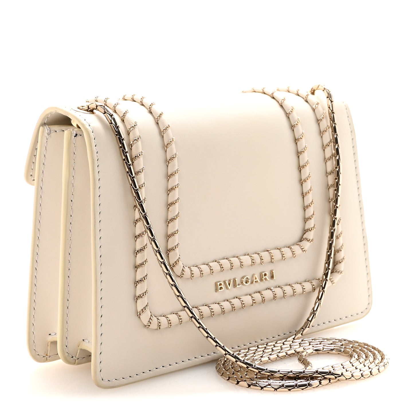 Calfskin Woven Chain Serpenti Forever Crossbody Bag White