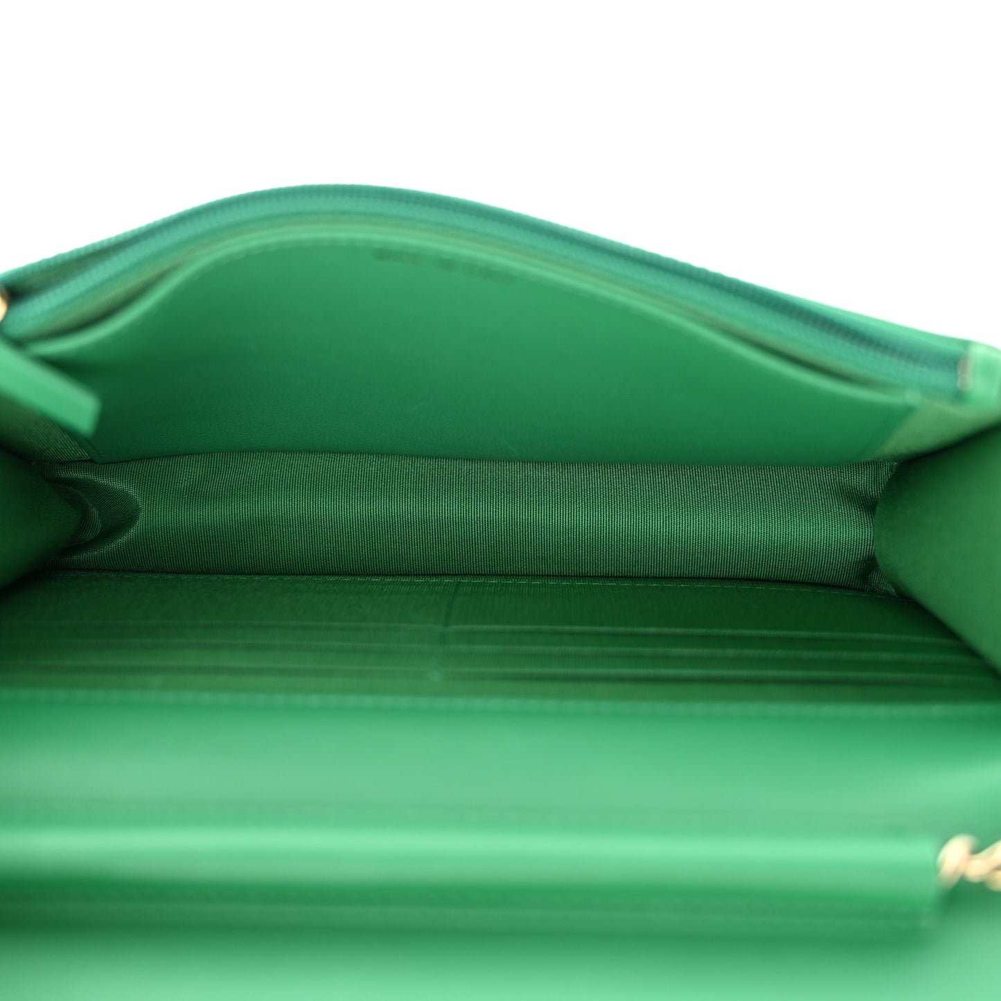 Lambskin Chevron Quilted Boy Wallet On Chain WOC Green