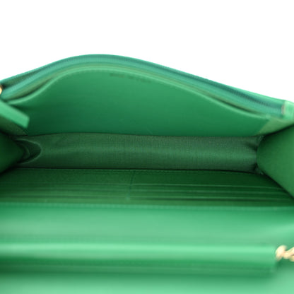 Chanel Lambskin Chevron Quilted Boy Wallet On Chain WOC Green 5 of 12