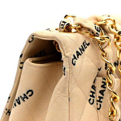 Chanel Canvas Quilted XL Jumbo Single Flap Beige 11 of 11