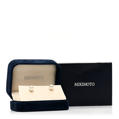 Mikimoto 18K White Gold Akoya Pearl 7-7.5mm Stud Earrings 5 of 5