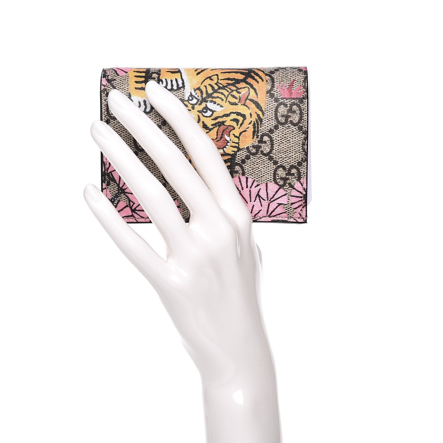 Gucci GG Supreme Monogram Bengal Card Case Beige Pink 2 of 7