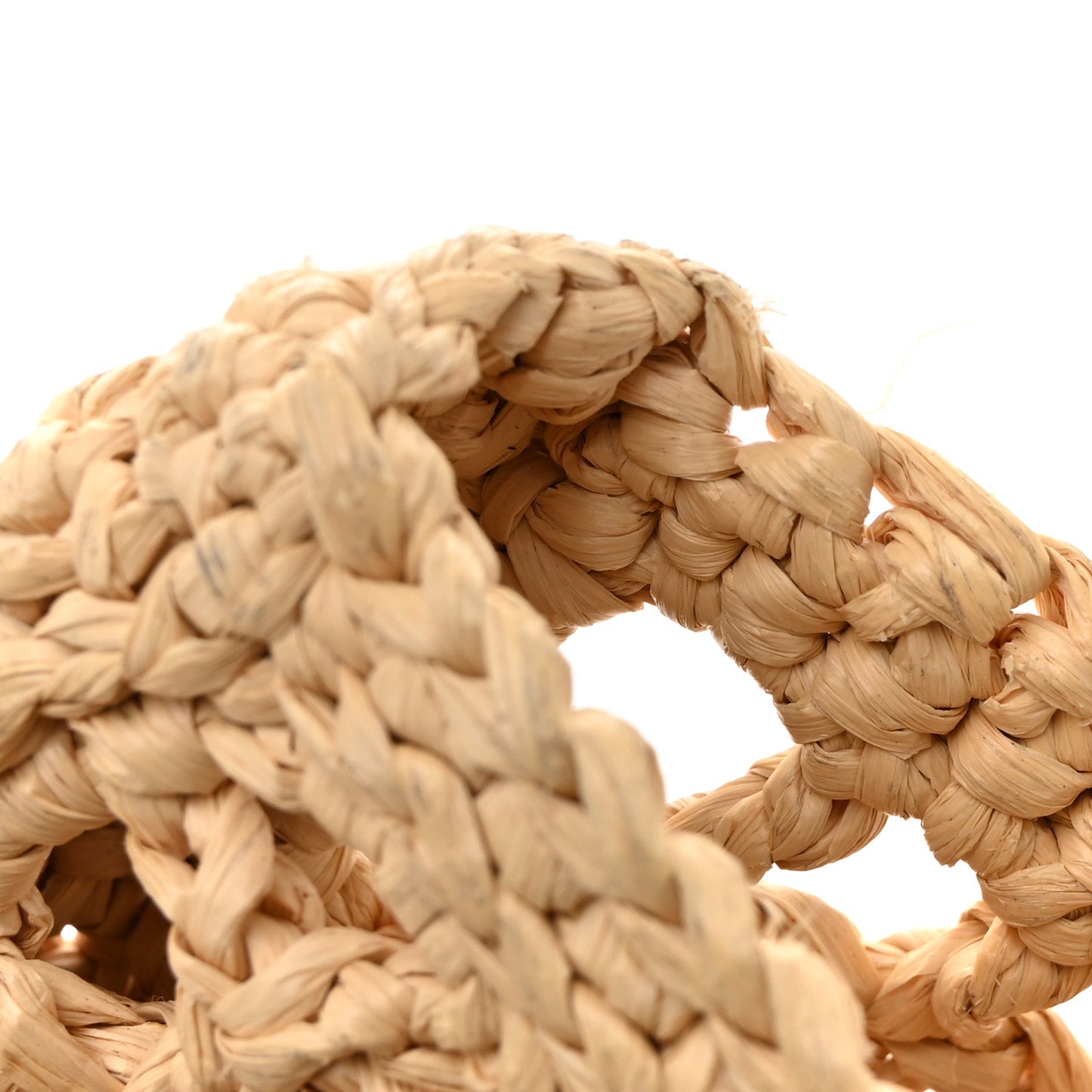 Yarn Raffia Effect Crochet Logo Embroidered Tote Bag Naturale