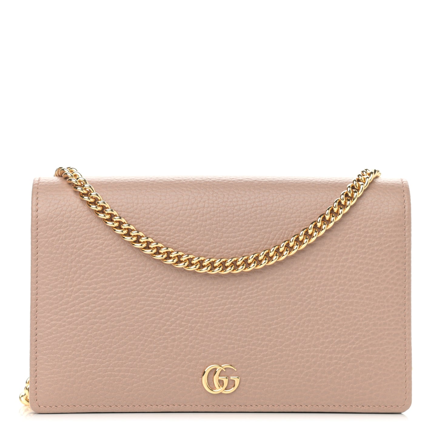 Calfskin Mini GG Marmont Chain Wallet Porcelain Rose