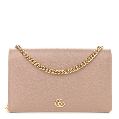 Gucci Calfskin Mini GG Marmont Chain Wallet Porcelain Rose 1 of 9