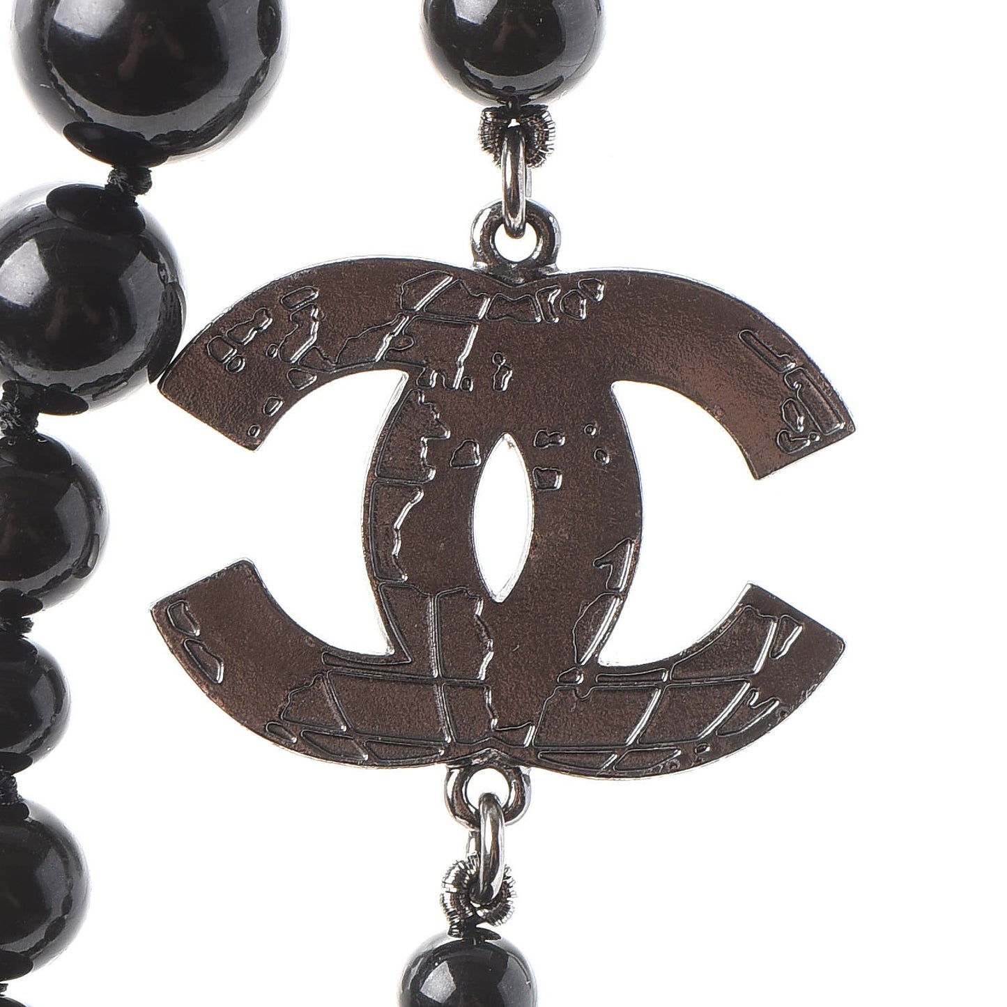Ruthenium Pearl Bead CC Long Necklace Black