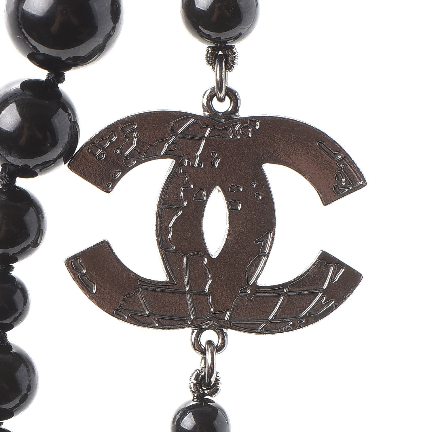 Chanel Ruthenium Pearl Bead CC Long Necklace Black 4 of 6