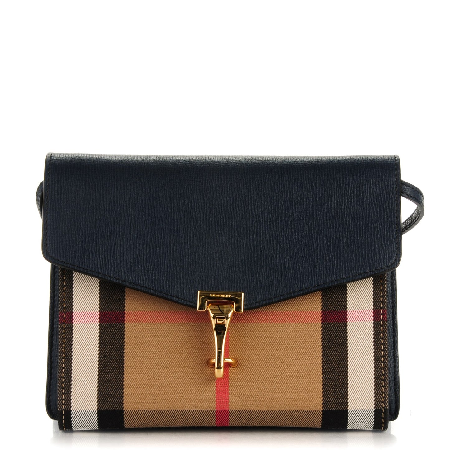 Derby Calfskin House Check Small Macken Crossbody Bag Ink Blue