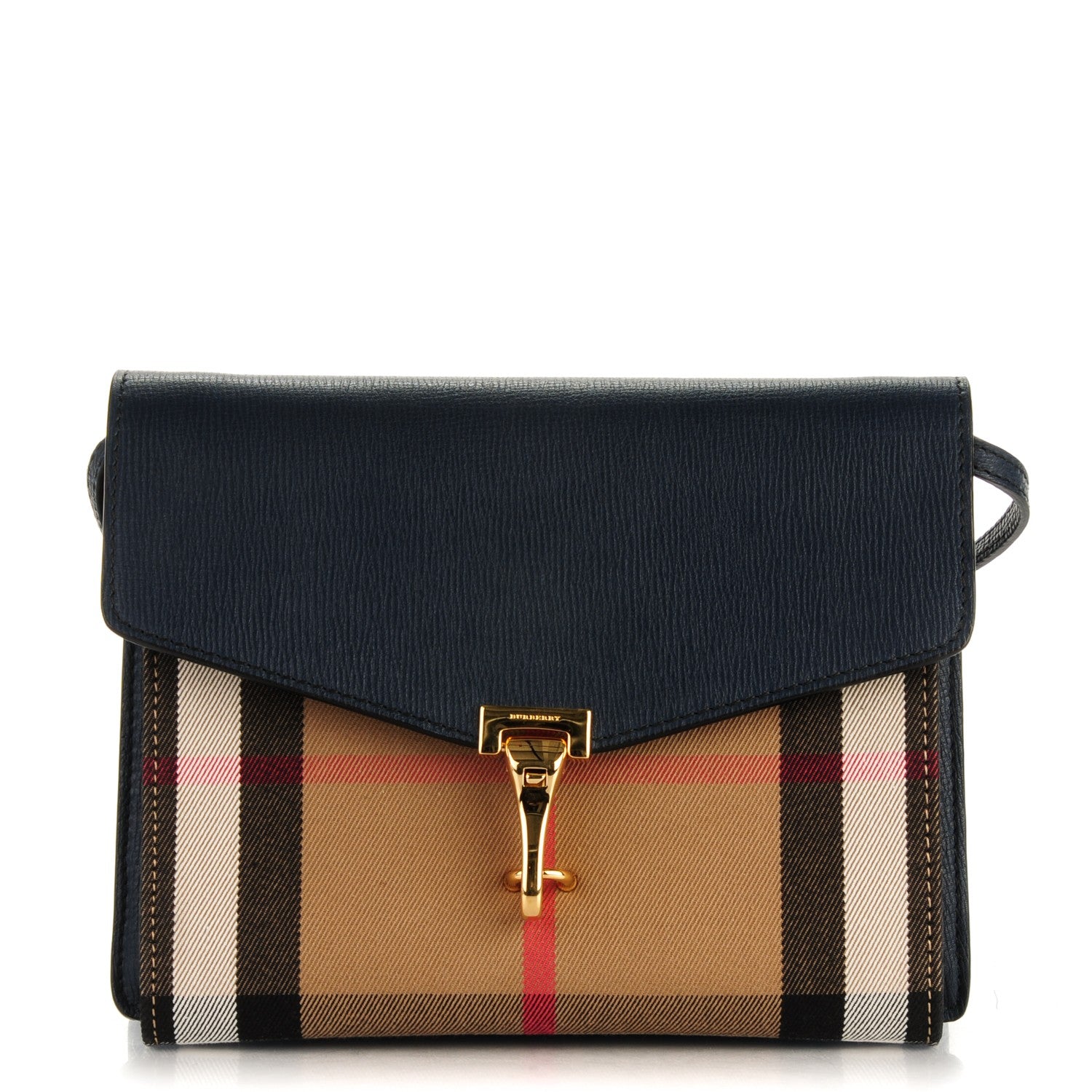 Burberry Derby Calfskin House Check Small Macken Crossbody Bag Ink Blue 1 of 7