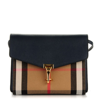 Burberry Derby Calfskin House Check Small Macken Crossbody Bag Ink Blue 1 of 7