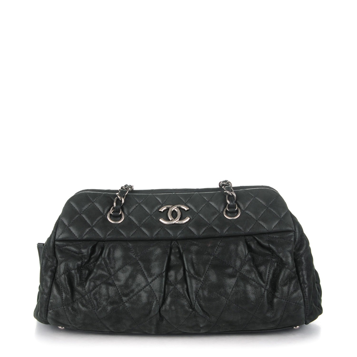 Chanel Iridescent Calfskin Chic Quilt Bowling Bag Black 1 of 7