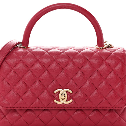 Chanel Caviar Quilted Small Coco Handle Flap Dark Pink 8 of 18