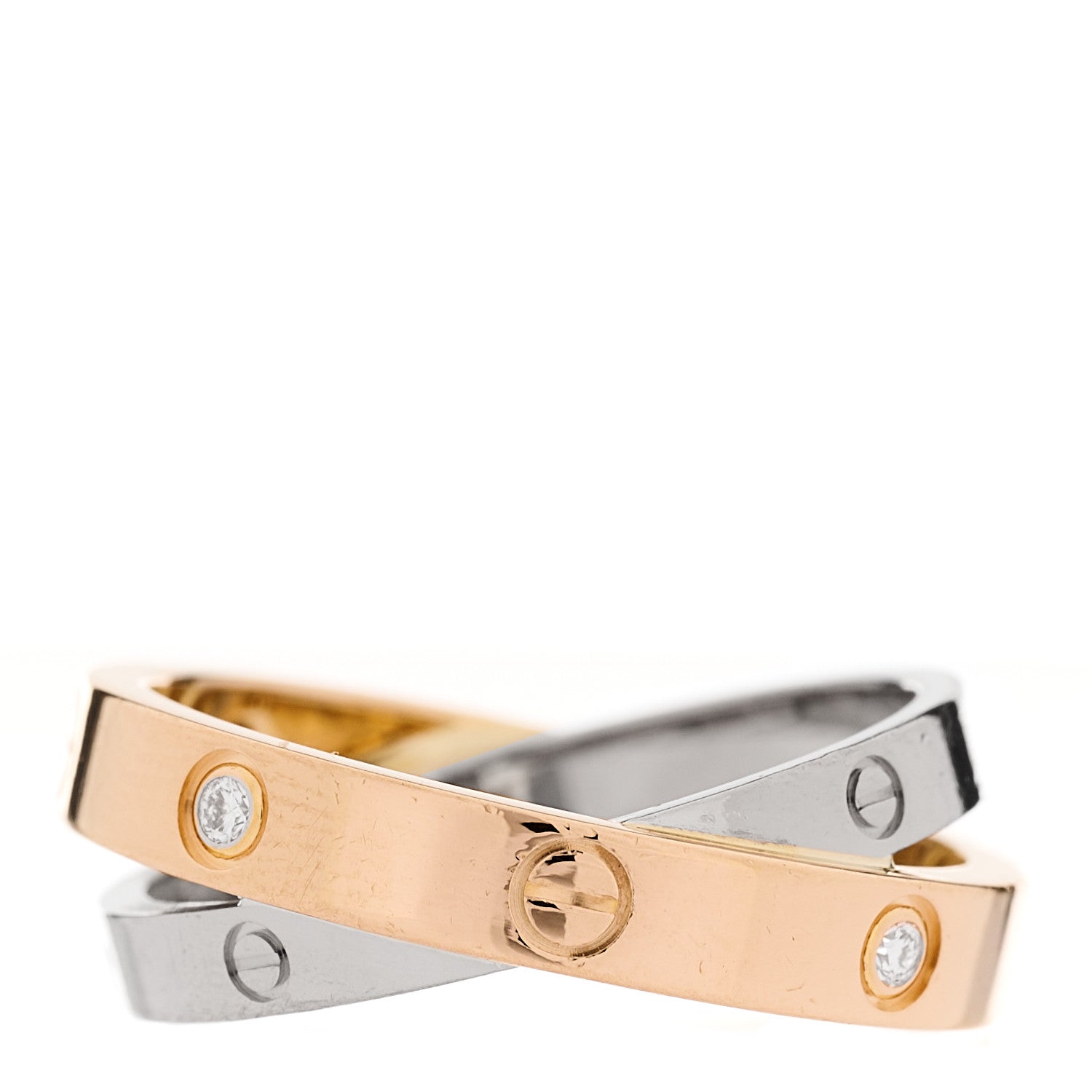 Cartier 18K Pink White Gold 6 Diamond LOVE Ring 54 7 5 of 6