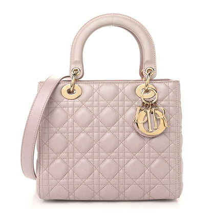 Christian Dior Pearly Lambskin Cannage Medium Lady Dior Lotus 1 of 10