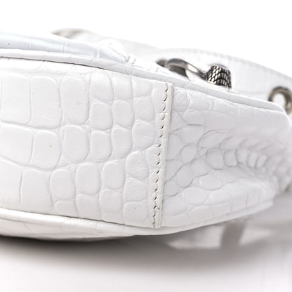Balenciaga Extra Supple Calfskin Crocodile Embossed Le Cagole Shoulder Bag XS Optic White 10 of 10
