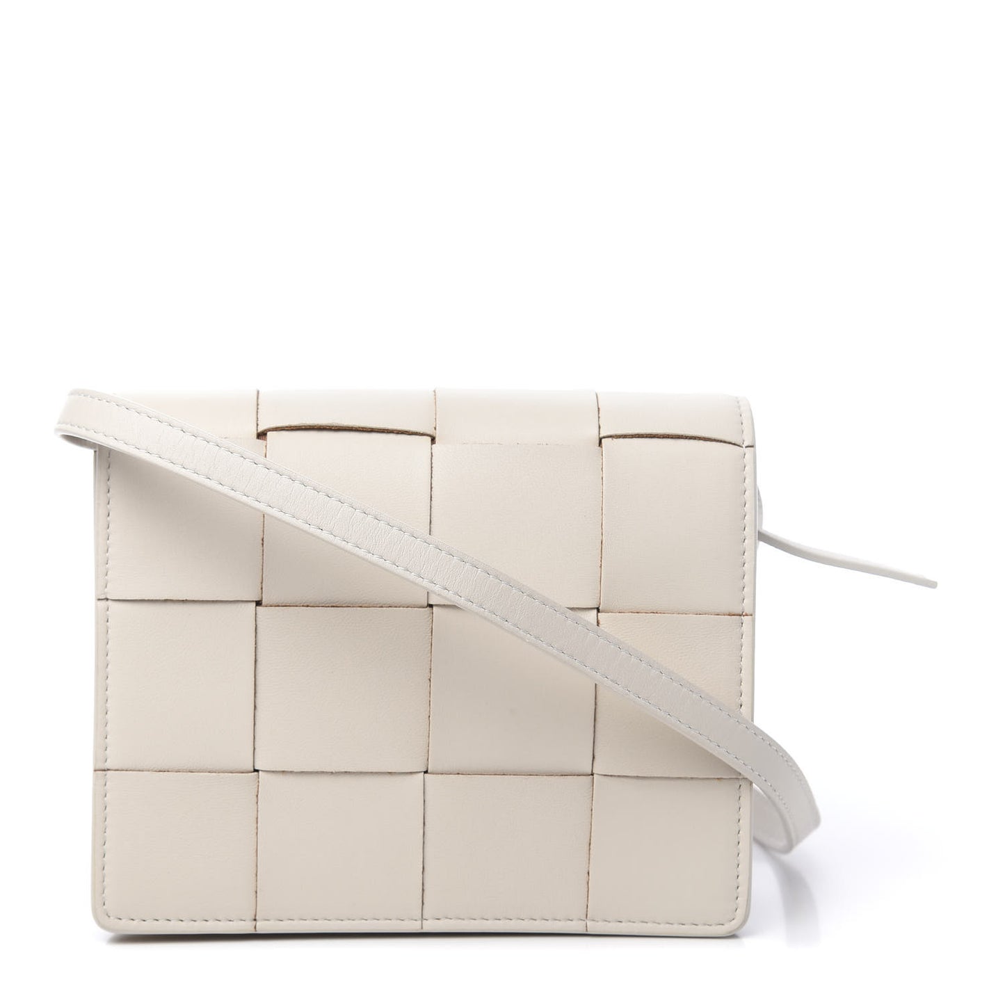 Lambskin Maxi Intrecciato Mini Cassette Crossbody Bag White