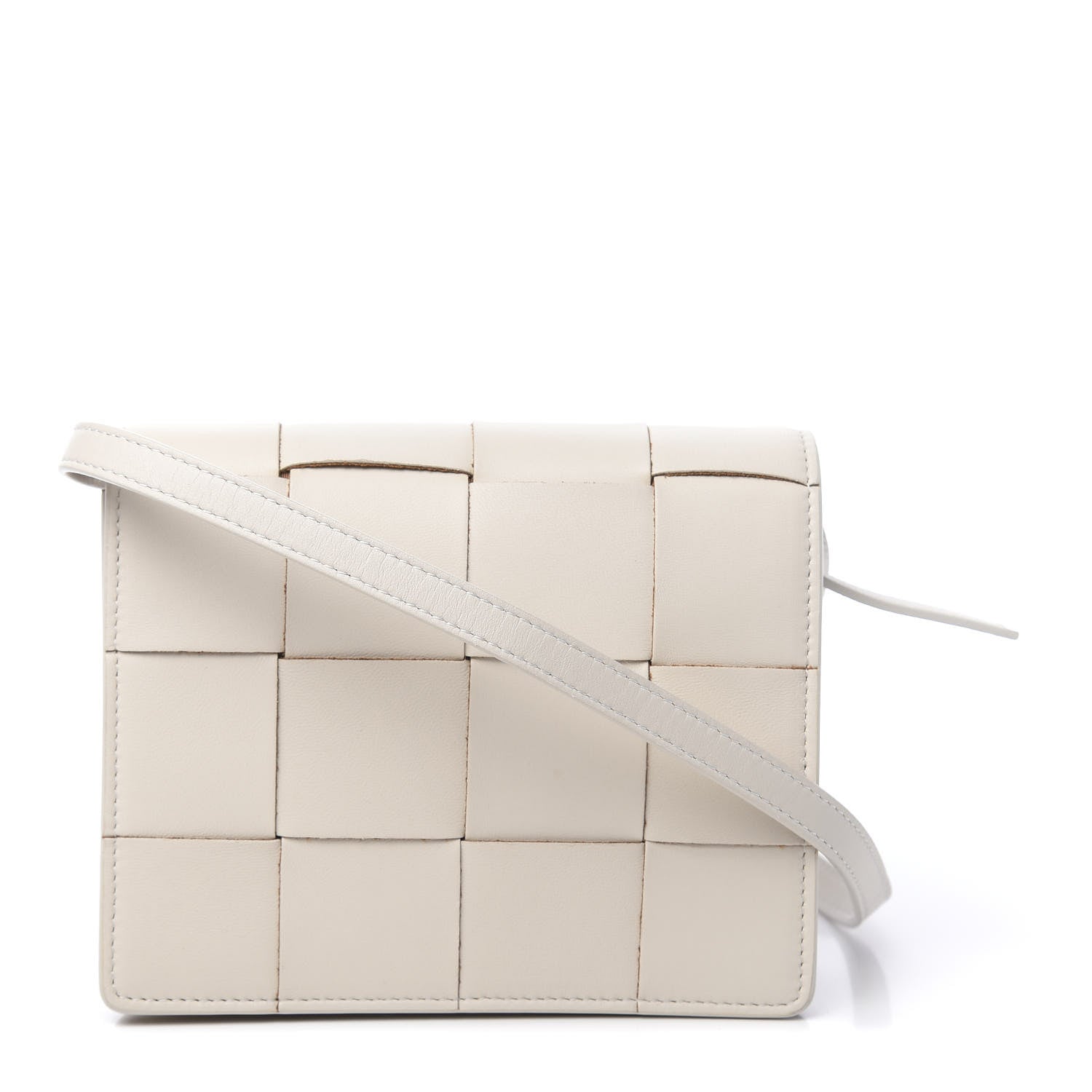 Bottega Veneta Lambskin Maxi Intrecciato Mini Cassette Crossbody Bag White 1 of 9