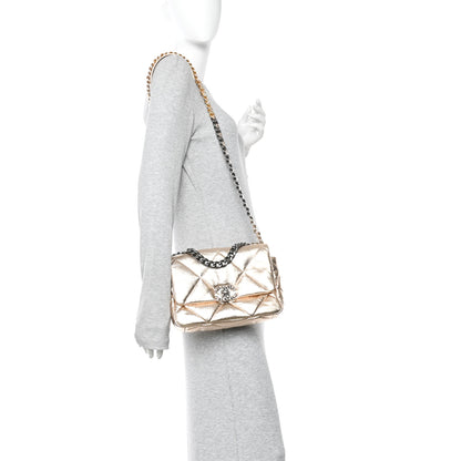 Chanel Metallic Lambskin Quilted Medium Chanel 19 Flap Gold 2 of 11