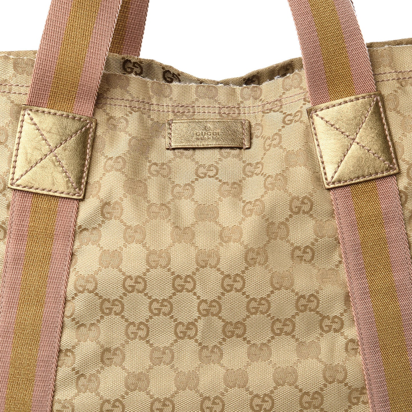 Monogram Medium Web Tote Pink Gold