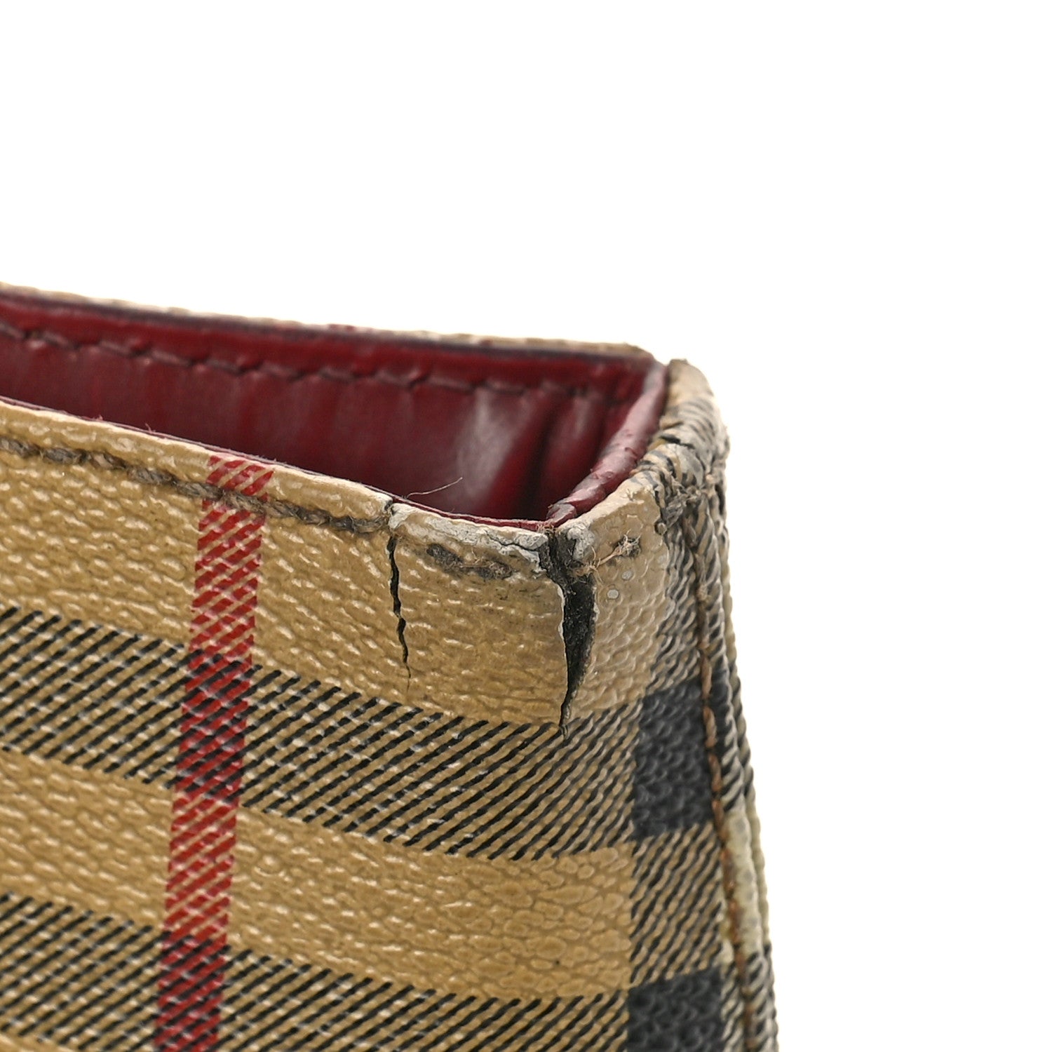 Burberry Haymarket Check Small Tote Red 16 of 20