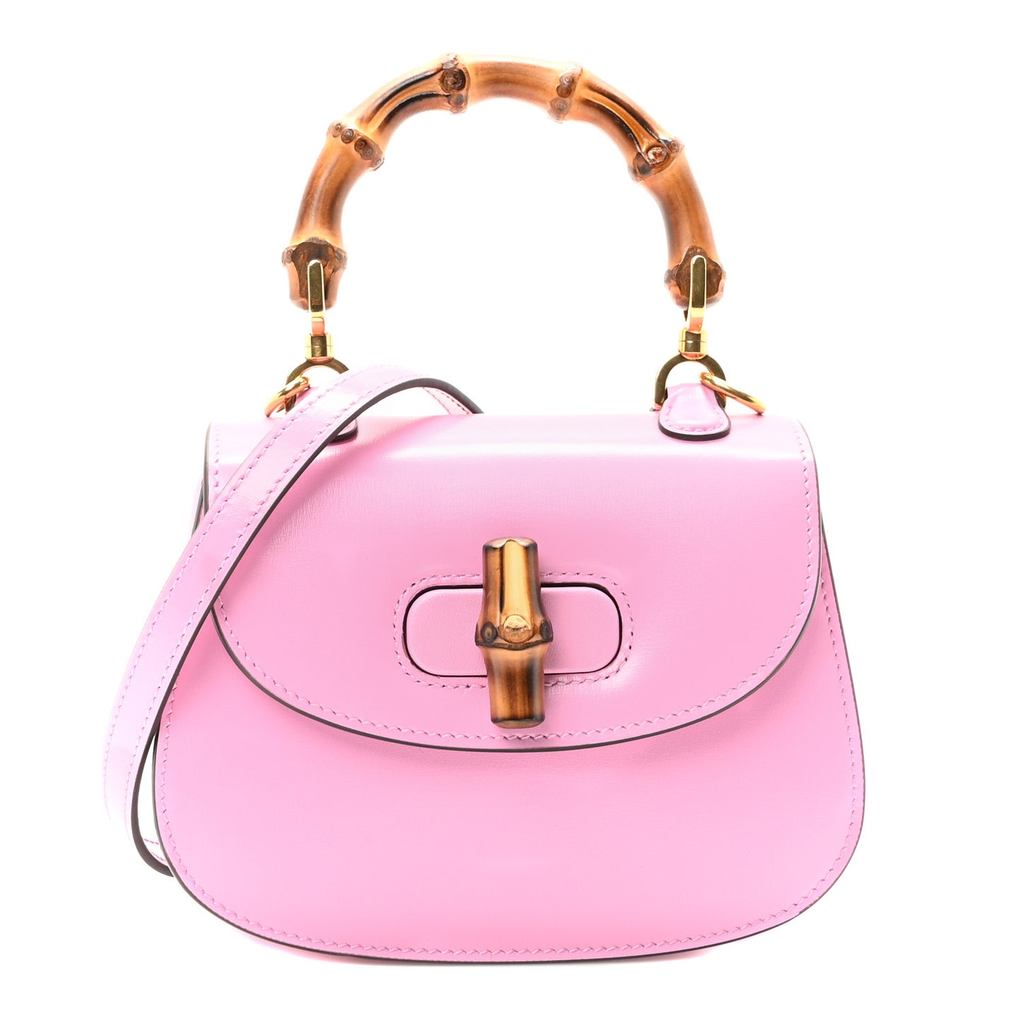 Boarded Dyana Lux Calfskin Web Mini Bamboo 1947 Top Handle Bag Nice Pink